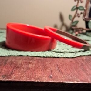 Bright Orange Resin Bangle Bracelet Set